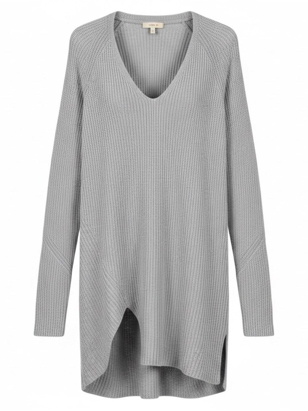 CAbi Gray V-Neck Longline Knit Tunic